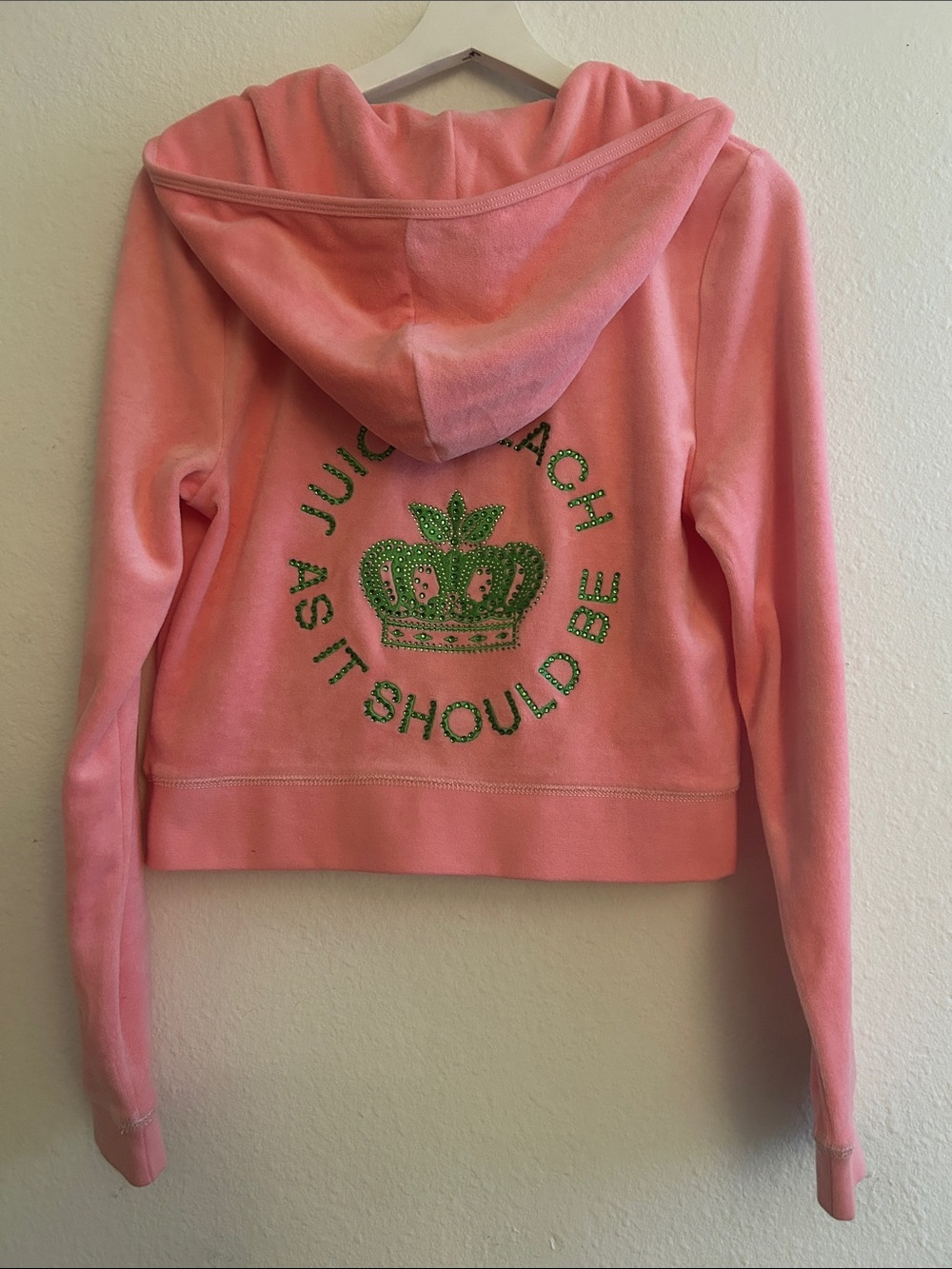 Juicy Couture Coral Pink Velour Zip Hoodie Two-Piece Set - Picture 3 of 8